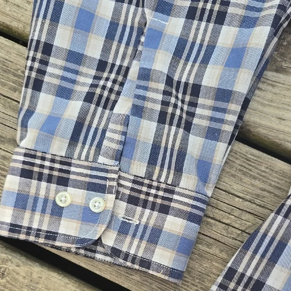 Blue Plaid Long Sleeve Dress Shirt - Picture 4 of 6